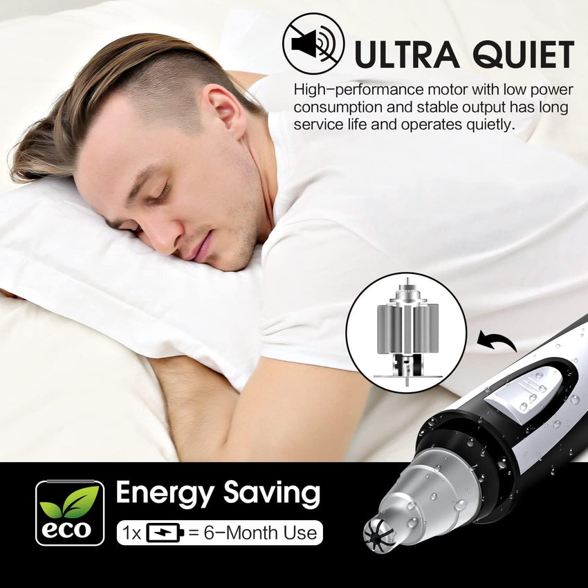 Ear and Nose Hair Trimmer Clipper - 2025 Professional Painless Eyebrow & Facial Hair Trimmer for Men Women, Battery - Operated Trimmer with IPX7 Waterproof, Dual Edge Blades for Easy Cleansing Black - 7DAY'S