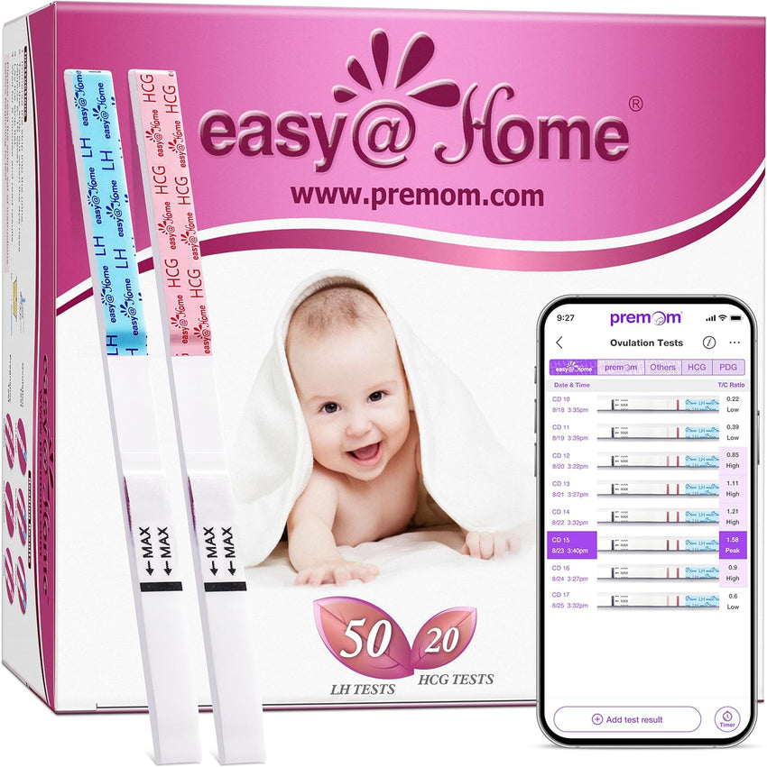 Easy@Home 50 Ovulation Test Strips and 20 Pregnancy Test Strips Combo Kit, (50 LH + 20 HCG) - Package May Vary - 7DAY'S