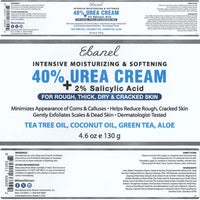 Ebanel Urea Cream 40% plus Salicylic Acid 2%, Foot Cream for Dry Cracked Heels Feet Knees Elbows Hands, Foot Dead Skin Cuticle Callus Remover Toenail Softener, Keratolytic Skin Barrier Repair - 7DAY'S
