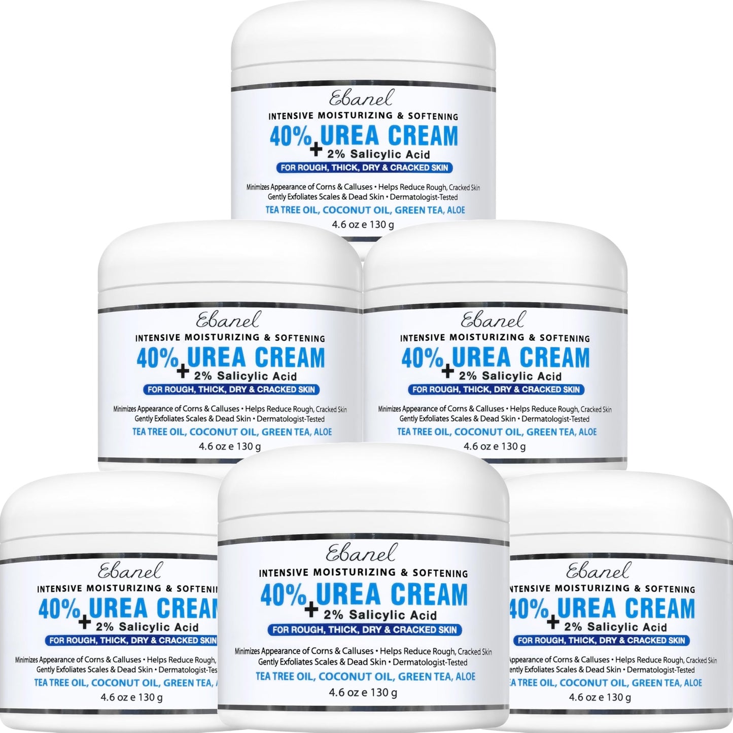Ebanel Urea Cream 40% plus Salicylic Acid 2%, Foot Cream for Dry Cracked Heels Feet Knees Elbows Hands, Foot Dead Skin Cuticle Callus Remover Toenail Softener, Keratolytic Skin Barrier Repair - 7DAY'S