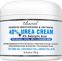Ebanel Urea Cream 40% plus Salicylic Acid 2%, Foot Cream for Dry Cracked Heels Feet Knees Elbows Hands, Foot Dead Skin Cuticle Callus Remover Toenail Softener, Keratolytic Skin Barrier Repair - 7DAY'S