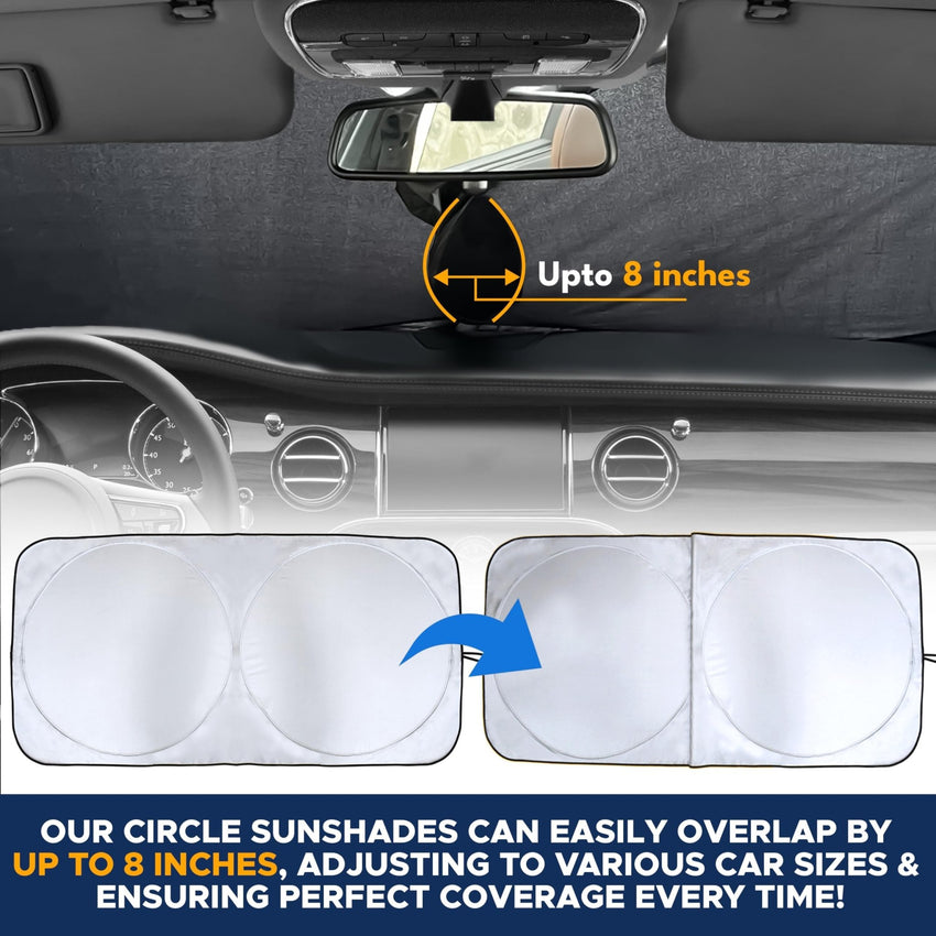 EcoNour Patented Design for Car Windshield Sun Shade | Blocks 99% Heat and Keep Interior Cool | Fits Cars, SUV, Truck | Automotive Sun Screen,Visor and Summer Vehicle Accessories | Medium (64x32) - 7DAY'S