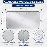 EcoNour Patented Design for Car Windshield Sun Shade | Blocks 99% Heat and Keep Interior Cool | Fits Cars, SUV, Truck | Automotive Sun Screen,Visor and Summer Vehicle Accessories | Medium (64x32) - 7DAY'S