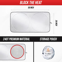 EcoNour Patented Design for Car Windshield Sun Shade | Blocks 99% Heat and Keep Interior Cool | Fits Cars, SUV, Truck | Automotive Sun Screen,Visor and Summer Vehicle Accessories | Medium (64x32) - 7DAY'S