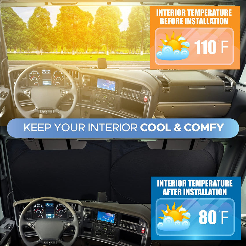 EcoNour Patented Design for Car Windshield Sun Shade | Blocks 99% Heat and Keep Interior Cool | Fits Cars, SUV, Truck | Automotive Sun Screen,Visor and Summer Vehicle Accessories | Medium (64x32) - 7DAY'S