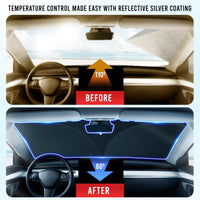 EcoNour Patented Design for Car Windshield Sun Shade | Blocks 99% Heat and Keep Interior Cool | Fits Cars, SUV, Truck | Automotive Sun Screen,Visor and Summer Vehicle Accessories | Medium (64x32) - 7DAY'S