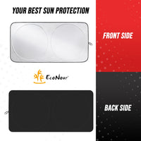EcoNour Patented Design for Car Windshield Sun Shade | Blocks 99% Heat and Keep Interior Cool | Fits Cars, SUV, Truck | Automotive Sun Screen,Visor and Summer Vehicle Accessories | Medium (64x32) - 7DAY'S