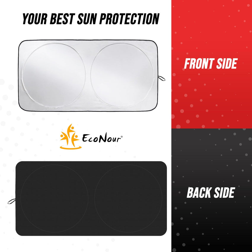 EcoNour Patented Design for Car Windshield Sun Shade | Blocks 99% Heat and Keep Interior Cool | Fits Cars, SUV, Truck | Automotive Sun Screen,Visor and Summer Vehicle Accessories | Medium (64x32) - 7DAY'S