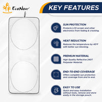 EcoNour Patented Design for Car Windshield Sun Shade | Blocks 99% Heat and Keep Interior Cool | Fits Cars, SUV, Truck | Automotive Sun Screen,Visor and Summer Vehicle Accessories | Medium (64x32) - 7DAY'S