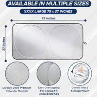 EcoNour Patented Design for Car Windshield Sun Shade | Blocks 99% Heat and Keep Interior Cool | Fits Cars, SUV, Truck | Automotive Sun Screen,Visor and Summer Vehicle Accessories | Medium (64x32) - 7DAY'S