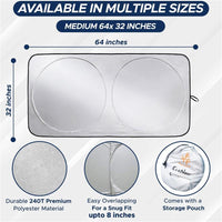 EcoNour Patented Design for Car Windshield Sun Shade | Blocks 99% Heat and Keep Interior Cool | Fits Cars, SUV, Truck | Automotive Sun Screen,Visor and Summer Vehicle Accessories | Medium (64x32) - 7DAY'S