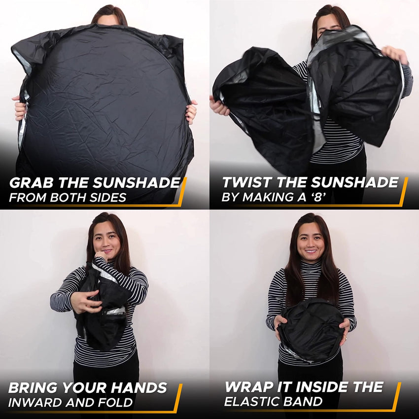 EcoNour Patented Design for Car Windshield Sun Shade | Blocks 99% Heat and Keep Interior Cool | Fits Cars, SUV, Truck | Automotive Sun Screen,Visor and Summer Vehicle Accessories | Medium (64x32) - 7DAY'S