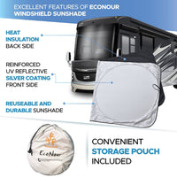 EcoNour Patented Design for Car Windshield Sun Shade | Blocks 99% Heat and Keep Interior Cool | Fits Cars, SUV, Truck | Automotive Sun Screen,Visor and Summer Vehicle Accessories | Medium (64x32) - 7DAY'S