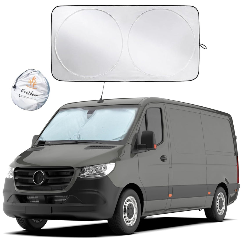 EcoNour Patented Design for Car Windshield Sun Shade | Blocks 99% Heat and Keep Interior Cool | Fits Cars, SUV, Truck | Automotive Sun Screen,Visor and Summer Vehicle Accessories | Medium (64x32) - 7DAY'S