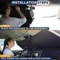 EcoNour Patented Design for Car Windshield Sun Shade | Blocks 99% Heat and Keep Interior Cool | Fits Cars, SUV, Truck | Automotive Sun Screen,Visor and Summer Vehicle Accessories | Medium (64x32) - 7DAY'S
