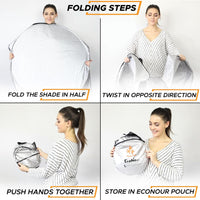 EcoNour Patented Design for Car Windshield Sun Shade | Blocks 99% Heat and Keep Interior Cool | Fits Cars, SUV, Truck | Automotive Sun Screen,Visor and Summer Vehicle Accessories | Medium (64x32) - 7DAY'S