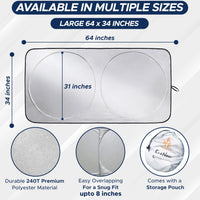 EcoNour Patented Design for Car Windshield Sun Shade | Blocks 99% Heat and Keep Interior Cool | Fits Cars, SUV, Truck | Automotive Sun Screen,Visor and Summer Vehicle Accessories | Medium (64x32) - 7DAY'S