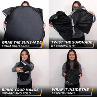 EcoNour Patented Design for Car Windshield Sun Shade | Blocks 99% Heat and Keep Interior Cool | Fits Cars, SUV, Truck | Automotive Sun Screen,Visor and Summer Vehicle Accessories | Medium (64x32) - 7DAY'S