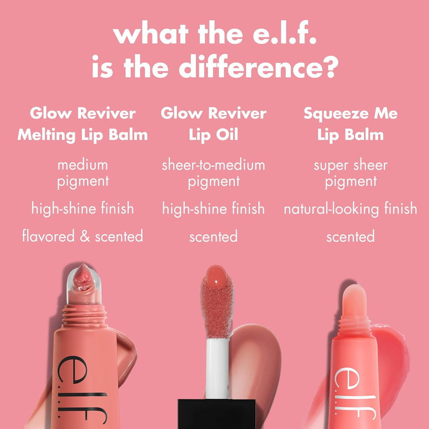 e.l.f. Glow Reviver Melting Lip Balm, Hydrating Tinted Lip Balm For A Glossy Finish & Soft, Supple Lips, Vegan & Cruelty - Free, Strawberry Shortcake - 7DAY'S