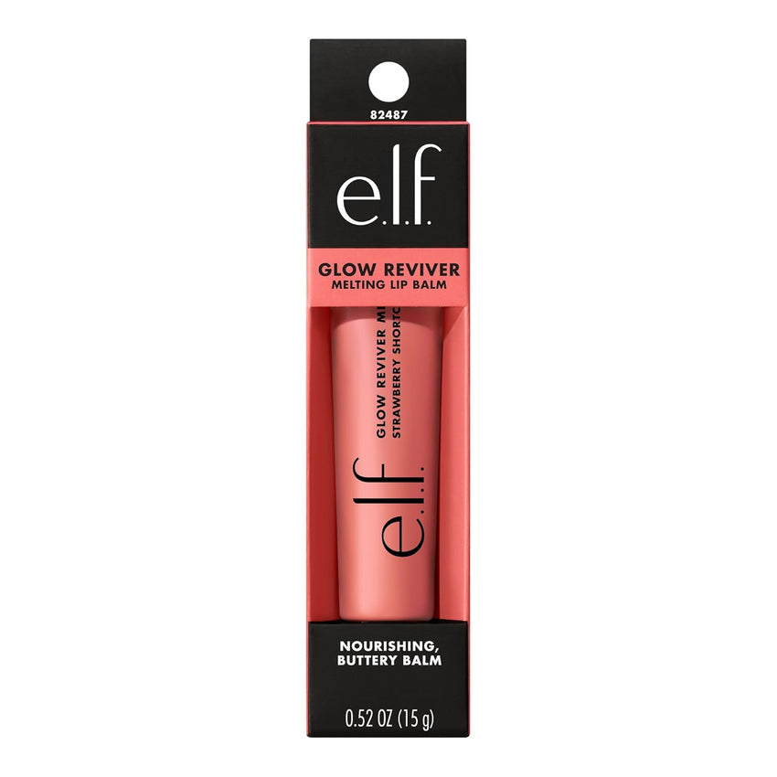 e.l.f. Glow Reviver Melting Lip Balm, Hydrating Tinted Lip Balm For A Glossy Finish & Soft, Supple Lips, Vegan & Cruelty - Free, Strawberry Shortcake - 7DAY'S