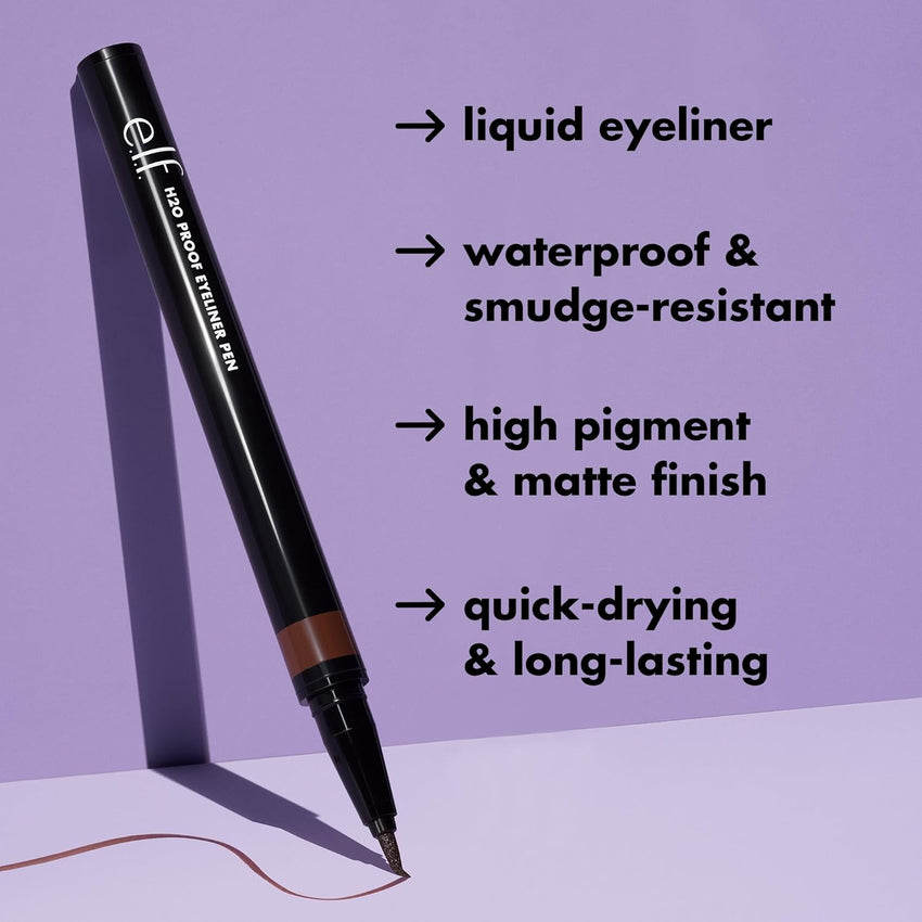 e.l.f. H2O Proof Eyeliner Pen, Felt Tip, Waterproof, Long - Lasting, High - Pigmented Liner For Bold Looks, Vegan & Cruelty - Free, Jet Black. 0.02 Fl Oz - 7DAY'S
