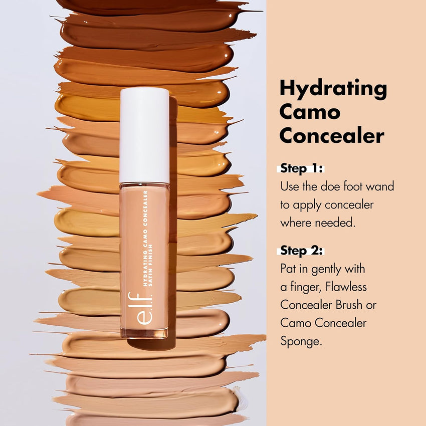 e.l.f. Hydrating Camo Concealer, Covers Blemishes & Under - Eye Circles, Full - Coverage & Delivers A Satin Finish, Vegan & Cruelty - Free, Light Sand - 7DAY'S