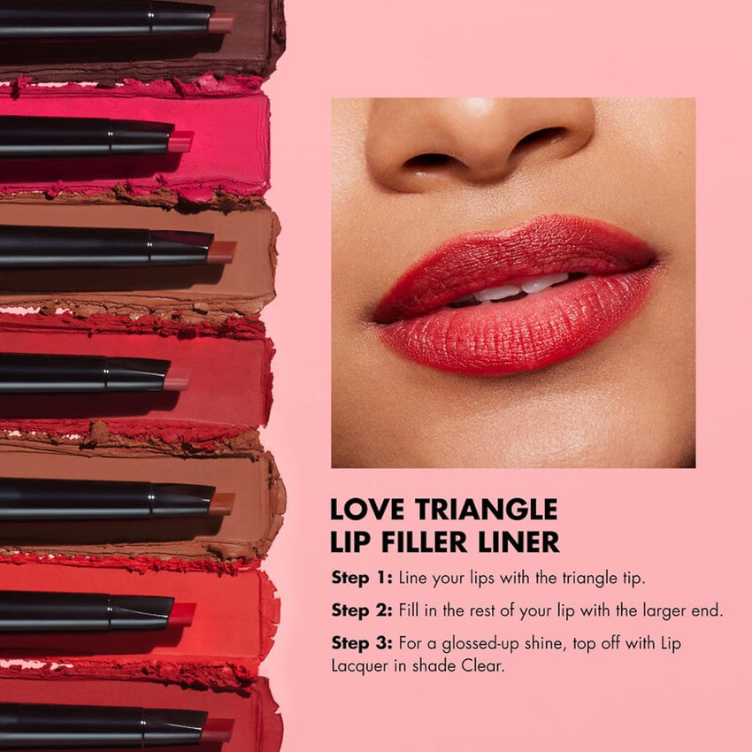 e.l.f. Love Triangle Lip Filler Liner, 2 - in - 1 Lipliner Pencil For Sculpting & Filling, Long - Lasting Intense Color, Vegan & Cruelty - Free, Mauve - 7DAY'S