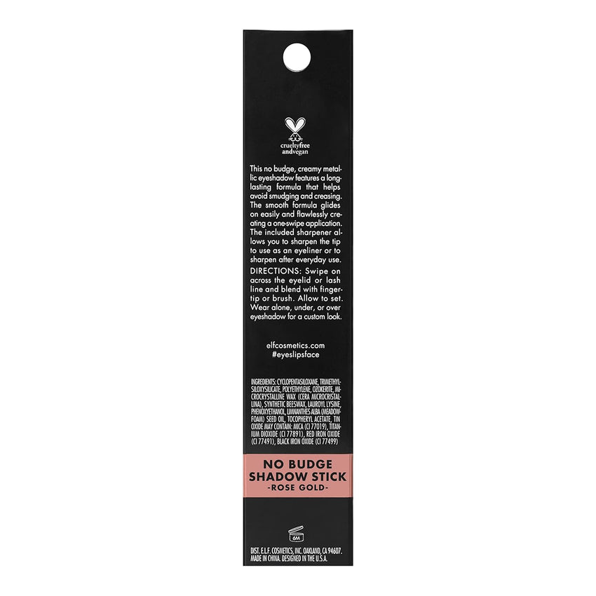 e.l.f. No Budge Shadow Stick, Long - Lasting Cream Eyeshadow Stick For High - Pigment, Metallic Color, Vegan & Cruelty - Free, Rose Gold - 7DAY'S