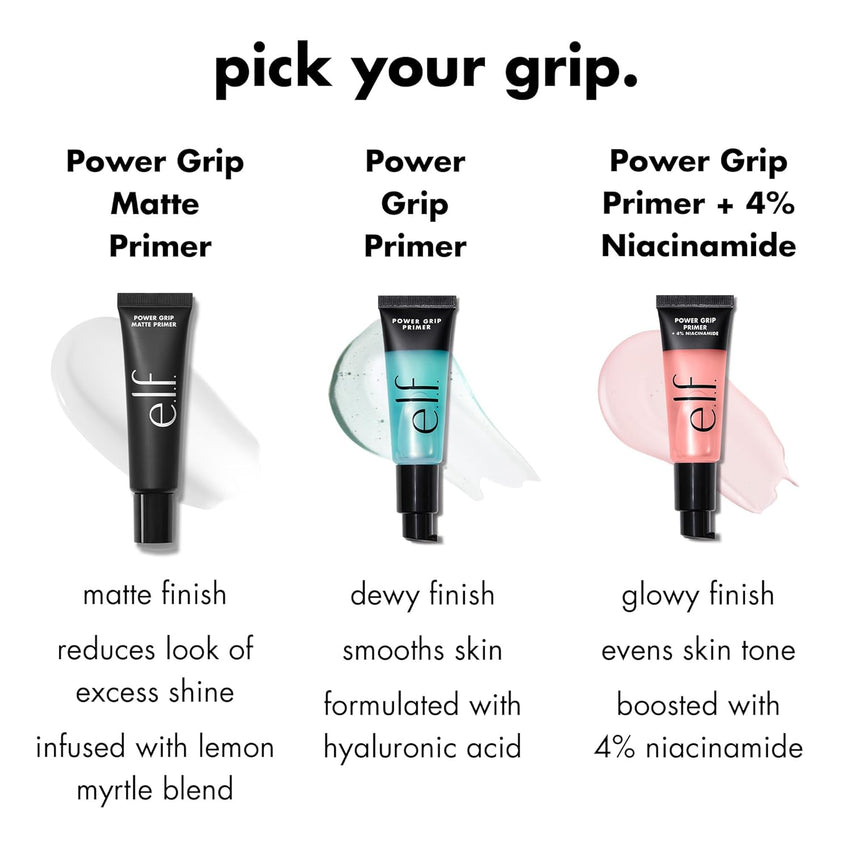 e.l.f. Power Grip Primer + 4% Niacinamide, Gel - Based & Hydrating Face Primer, Evens Skin & Brightens, Grips Makeup, Vegan & Cruelty - Free, 0.8 Fl Oz - 7DAY'S