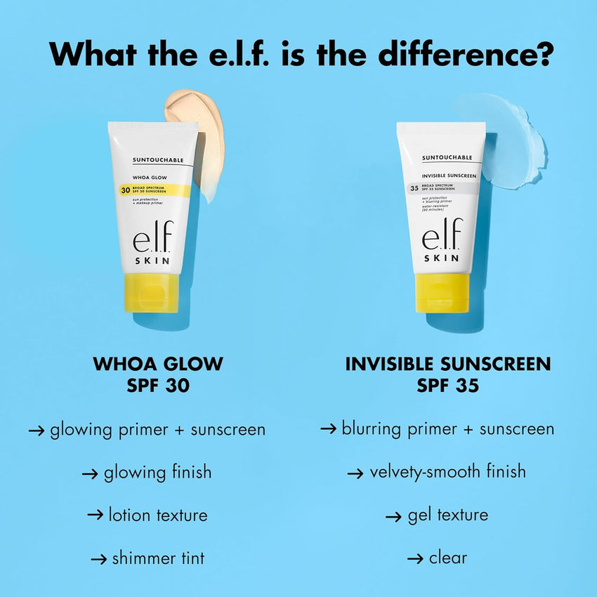 e.l.f. SKIN Suntouchable Invisible SPF 35, Lightweight, Gel - based Sunscreen For A Smooth Complexion, Doubles As A Makeup Primer, Vegan & Cruelty - Free, Packaging May Vary - 7DAY'S