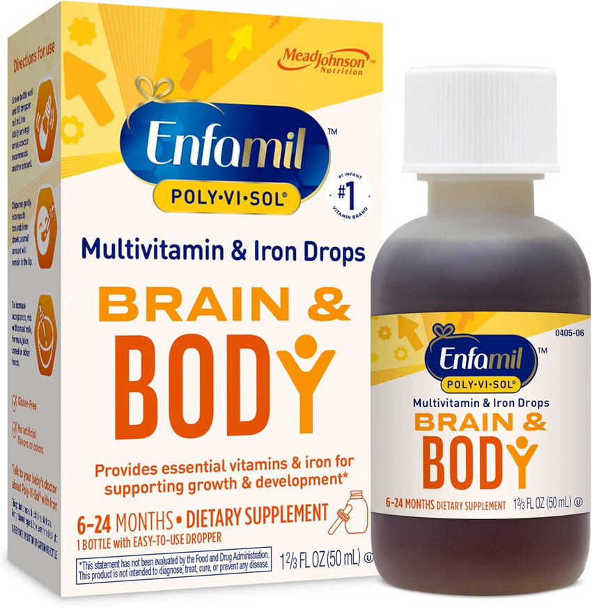Enfamil Poly - Vi - Sol with Iron Liquid Multivitamin Drops, Supports Growth & Development*, 50mL Bottle - 7DAY'S