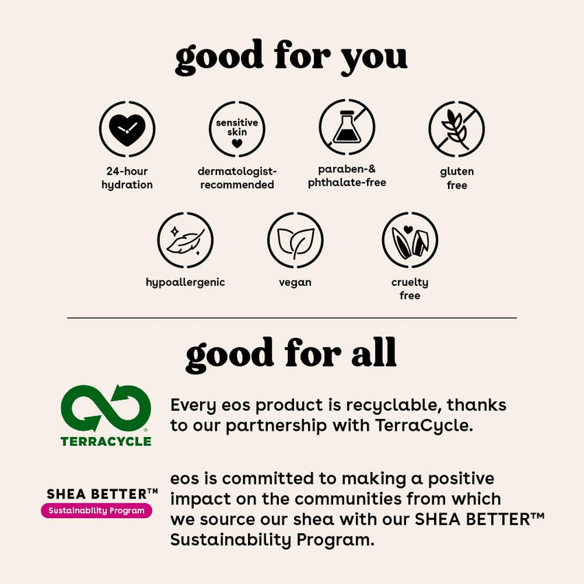 eos Shea Better Body Lotion Vanilla Cashmere, 24 - Hour Moisture Skin Care, Lightweight & Non - Greasy, Natural Shea, Vegan, Vanilla Body Lotion, 16 fl oz - 7DAY'S