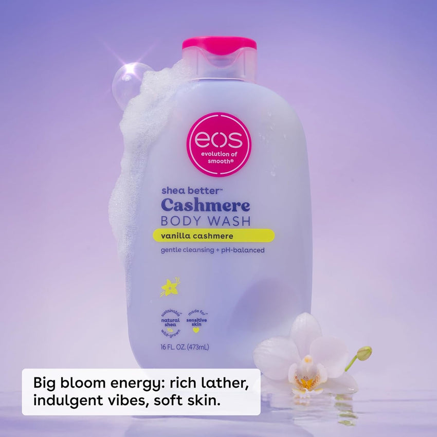 eos Shea Better Cashmere Body Wash, Vanilla Cashmere, Moisturizing, pH Balanced Body Wash, Creamy Gel Formula, Paraben & Phthalate Free, Sensitive Skin, 16 fl oz - 7DAY'S