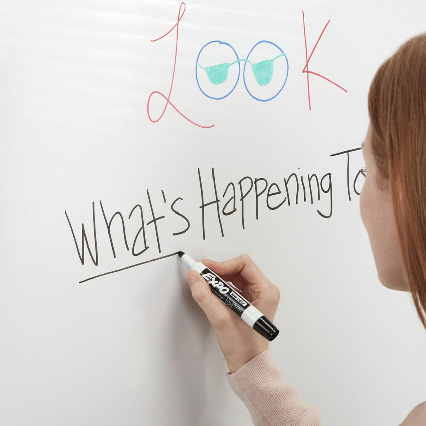 EXPO Dry Erase Markers, Low Odor Ink, Black, Fine Tip, 4 Count - Easily Erases, Vibrant Ink, Ideal for Classroom, Back to School Supplies, Teachers, Office, Whiteboard & Home - 7DAY'S