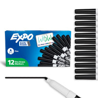 EXPO Dry Erase Markers, Low Odor Ink, Black, Fine Tip, 4 Count - Easily Erases, Vibrant Ink, Ideal for Classroom, Back to School Supplies, Teachers, Office, Whiteboard & Home - 7DAY'S