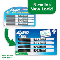 EXPO Dry Erase Markers, Low Odor Ink, Black, Fine Tip, 4 Count - Easily Erases, Vibrant Ink, Ideal for Classroom, Back to School Supplies, Teachers, Office, Whiteboard & Home - 7DAY'S