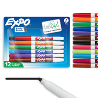 EXPO Dry Erase Markers, Low Odor Ink, Black, Fine Tip, 4 Count - Easily Erases, Vibrant Ink, Ideal for Classroom, Back to School Supplies, Teachers, Office, Whiteboard & Home - 7DAY'S
