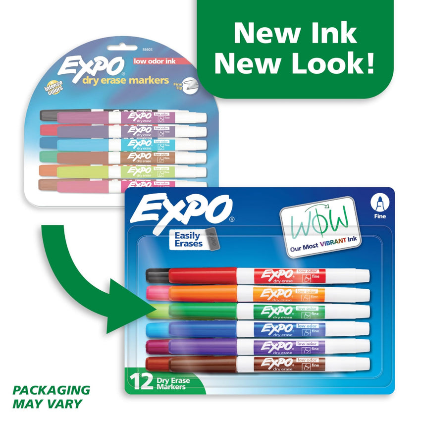 EXPO Dry Erase Markers, Low Odor Ink, Black, Fine Tip, 4 Count - Easily Erases, Vibrant Ink, Ideal for Classroom, Back to School Supplies, Teachers, Office, Whiteboard & Home - 7DAY'S