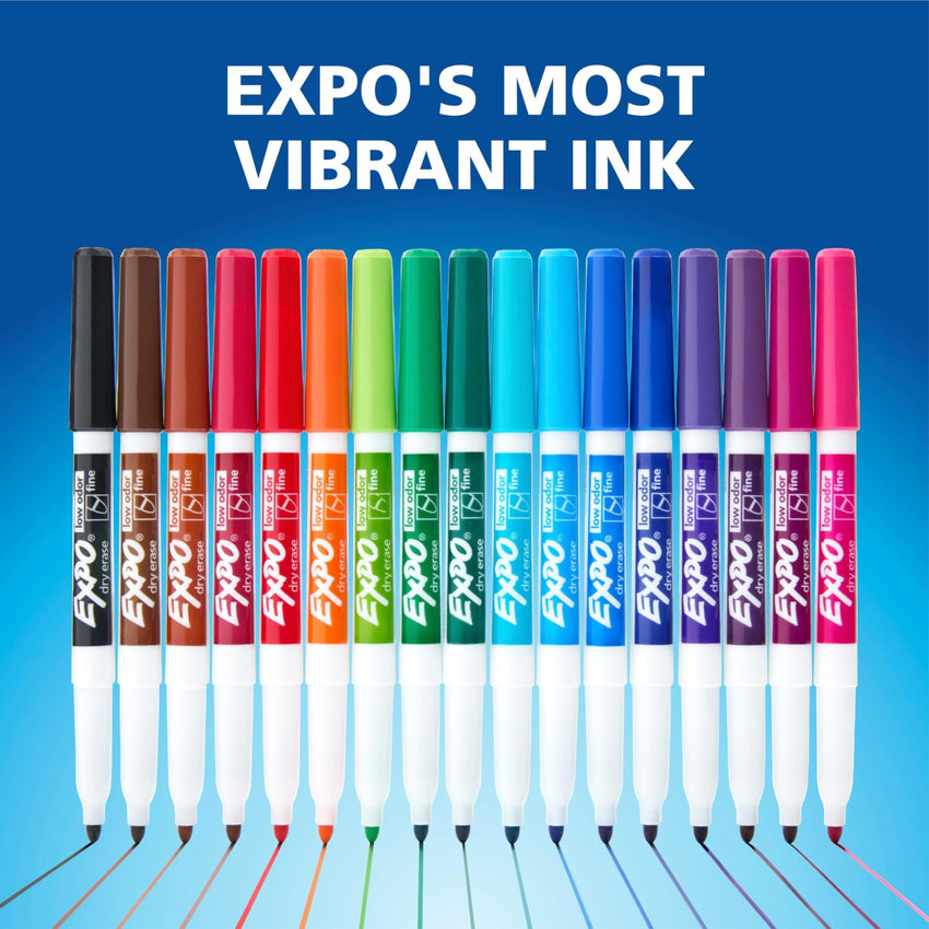 EXPO Dry Erase Markers, Low Odor Ink, Black, Fine Tip, 4 Count - Easily Erases, Vibrant Ink, Ideal for Classroom, Back to School Supplies, Teachers, Office, Whiteboard & Home - 7DAY'S