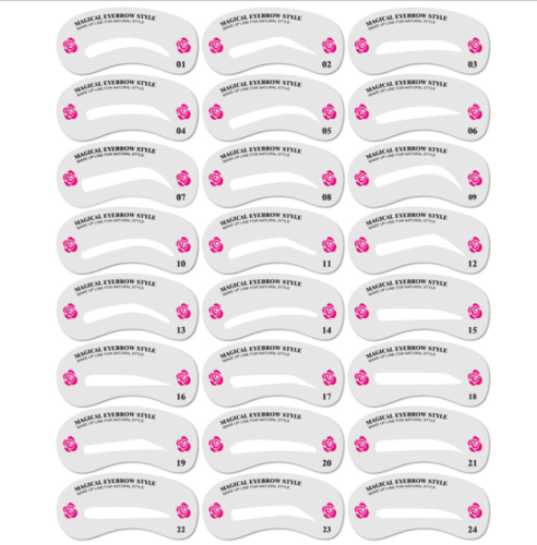 Eyebrow Stamp Stencil Kit, 24 Pc Eyebrow Shaping Stencils, Long - lasting Eyebrow Brow Definer, Perfect Make - up Reusable Kit - 7DAY'S