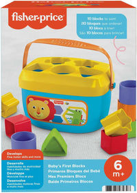 Fisher - Price Stacking Toy Baby's First Blocks Set of 10 Shapes for Sorting Play for Infants Ages 6+ Months - 7DAY'S