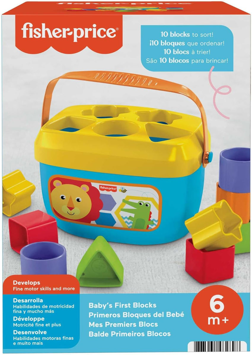 Fisher - Price Stacking Toy Baby's First Blocks Set of 10 Shapes for Sorting Play for Infants Ages 6+ Months - 7DAY'S