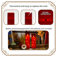 Flickering Flameless LED Candles, 9 Pcs with Embedded Star String, Acrylic LED Pillar Candles with Remote, Suitable for Home Decoration (Grey) - 7DAY'S