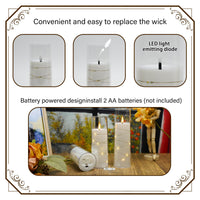 Flickering Flameless LED Candles, 9 Pcs with Embedded Star String, Acrylic LED Pillar Candles with Remote, Suitable for Home Decoration (Grey) - 7DAY'S