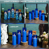 Flickering Flameless LED Candles, 9 Pcs with Embedded Star String, Acrylic LED Pillar Candles with Remote, Suitable for Home Decoration (Grey) - 7DAY'S