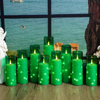 Flickering Flameless LED Candles, 9 Pcs with Embedded Star String, Acrylic LED Pillar Candles with Remote, Suitable for Home Decoration (Grey) - 7DAY'S