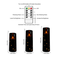 Flickering Flameless LED Candles, 9 Pcs with Embedded Star String, Acrylic LED Pillar Candles with Remote, Suitable for Home Decoration (Grey) - 7DAY'S