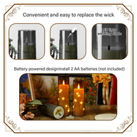 Flickering Flameless LED Candles, 9 Pcs with Embedded Star String, Acrylic LED Pillar Candles with Remote, Suitable for Home Decoration (Grey) - 7DAY'S
