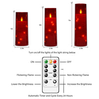 Flickering Flameless LED Candles, 9 Pcs with Embedded Star String, Acrylic LED Pillar Candles with Remote, Suitable for Home Decoration (Grey) - 7DAY'S