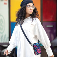 Flower Pattern Crossbody Cell Phone Purse For Women; 3 - Layers Zipper Nylon Shoulder Bag; Sport Armband Wallet For Smartphone - 7DAY'S